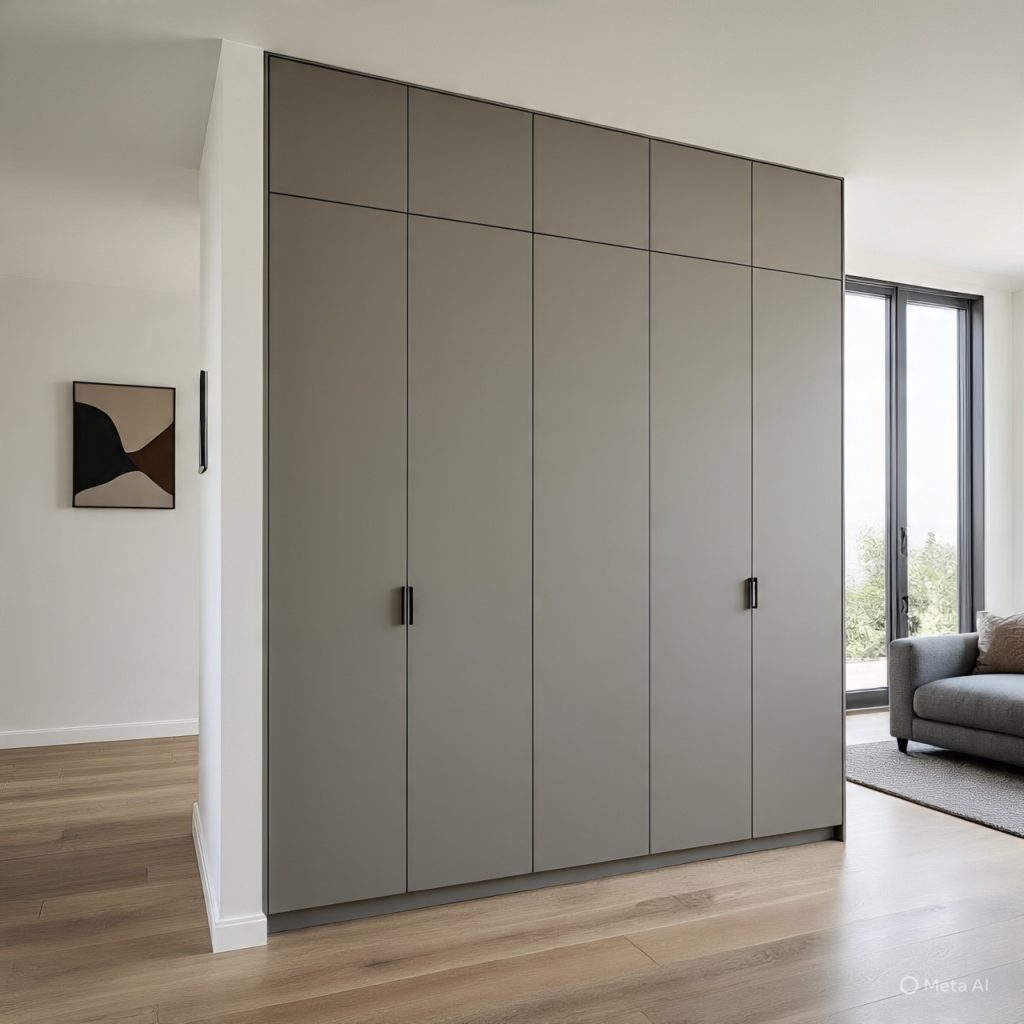 Storage integrated décor with floor-to-ceiling cabinets for clean home design