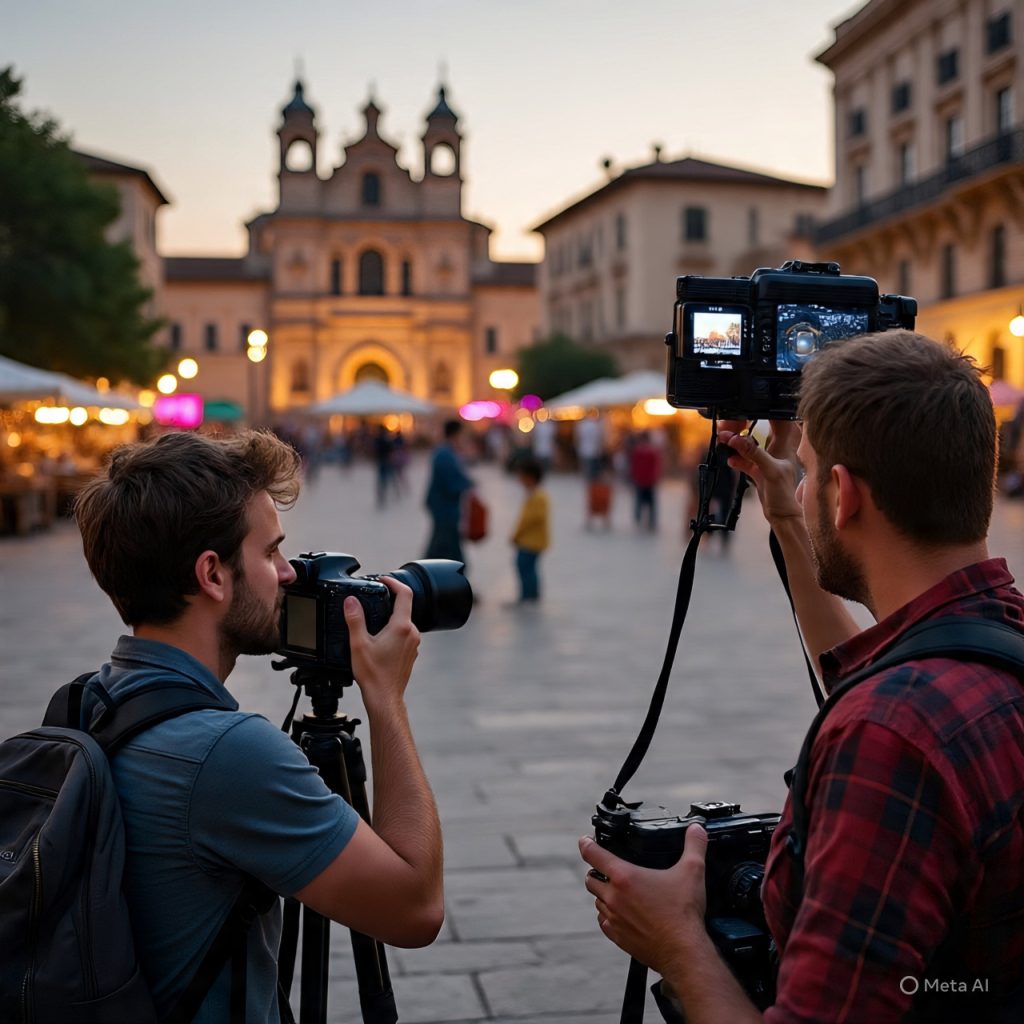 Traveler capturing beautiful moments and memories during traveling experiences