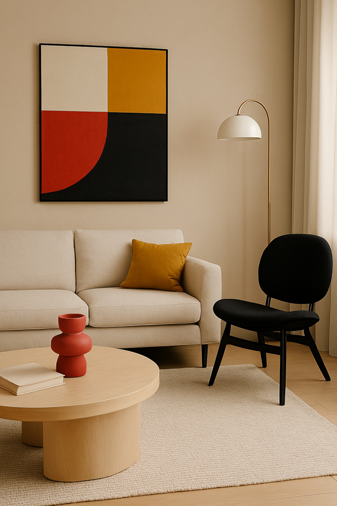 Neutral Décor with bold accents creating a stylish designer interior.