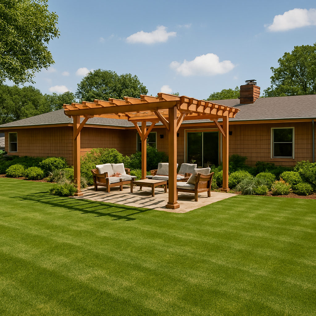 Sustainable residential outdoor design with functional dining