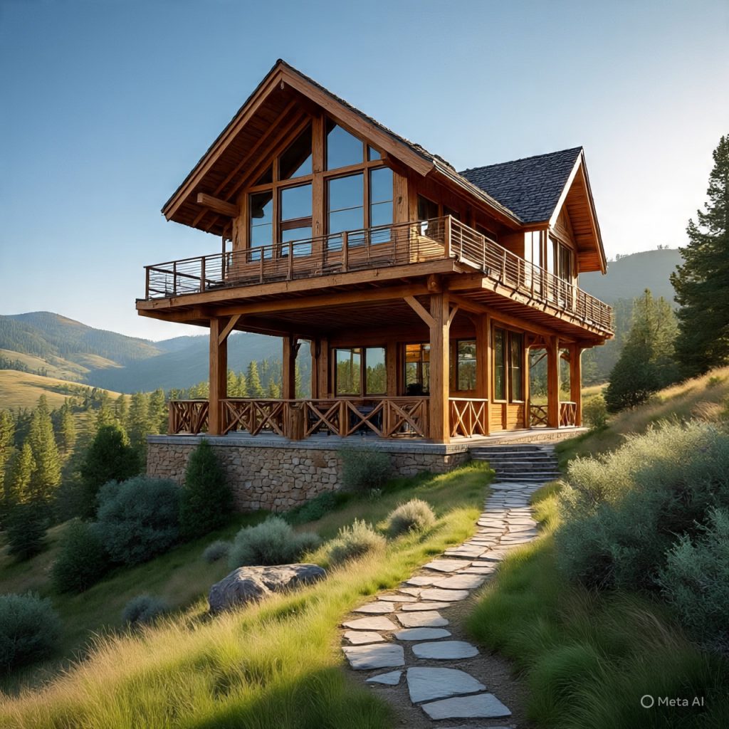 Traditional wooden ranch house in rural Colombia