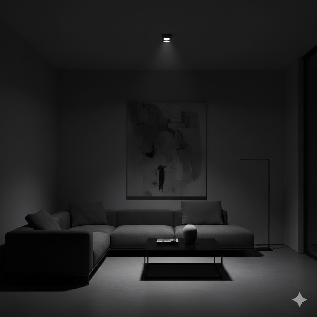 Single overhead lighting creating harsh shadows, highlighting one of the most overlooked home decor mistakes in modern interiors
