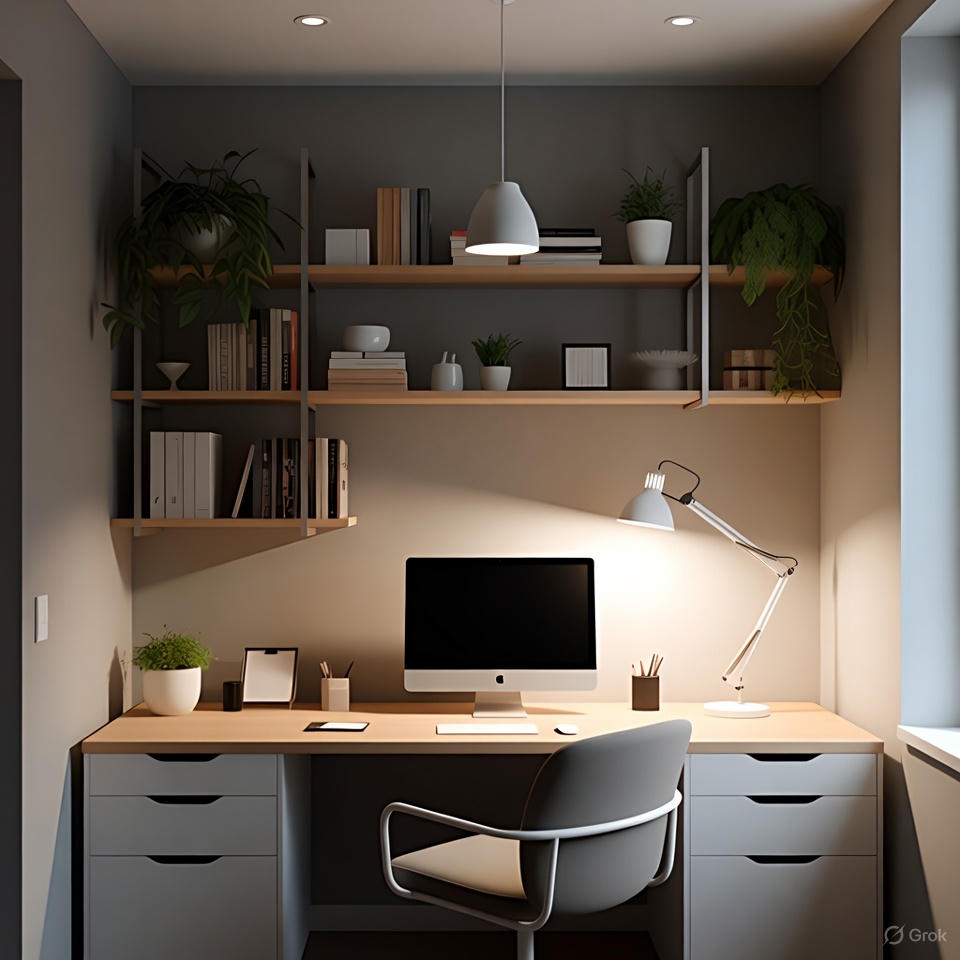 Home office setup featuring focused task lighting for daily productivity