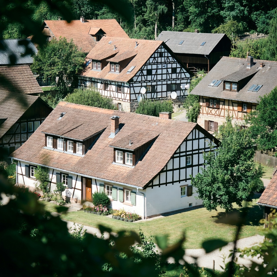 Traditional countryside ranch home inspired by rural German architecture