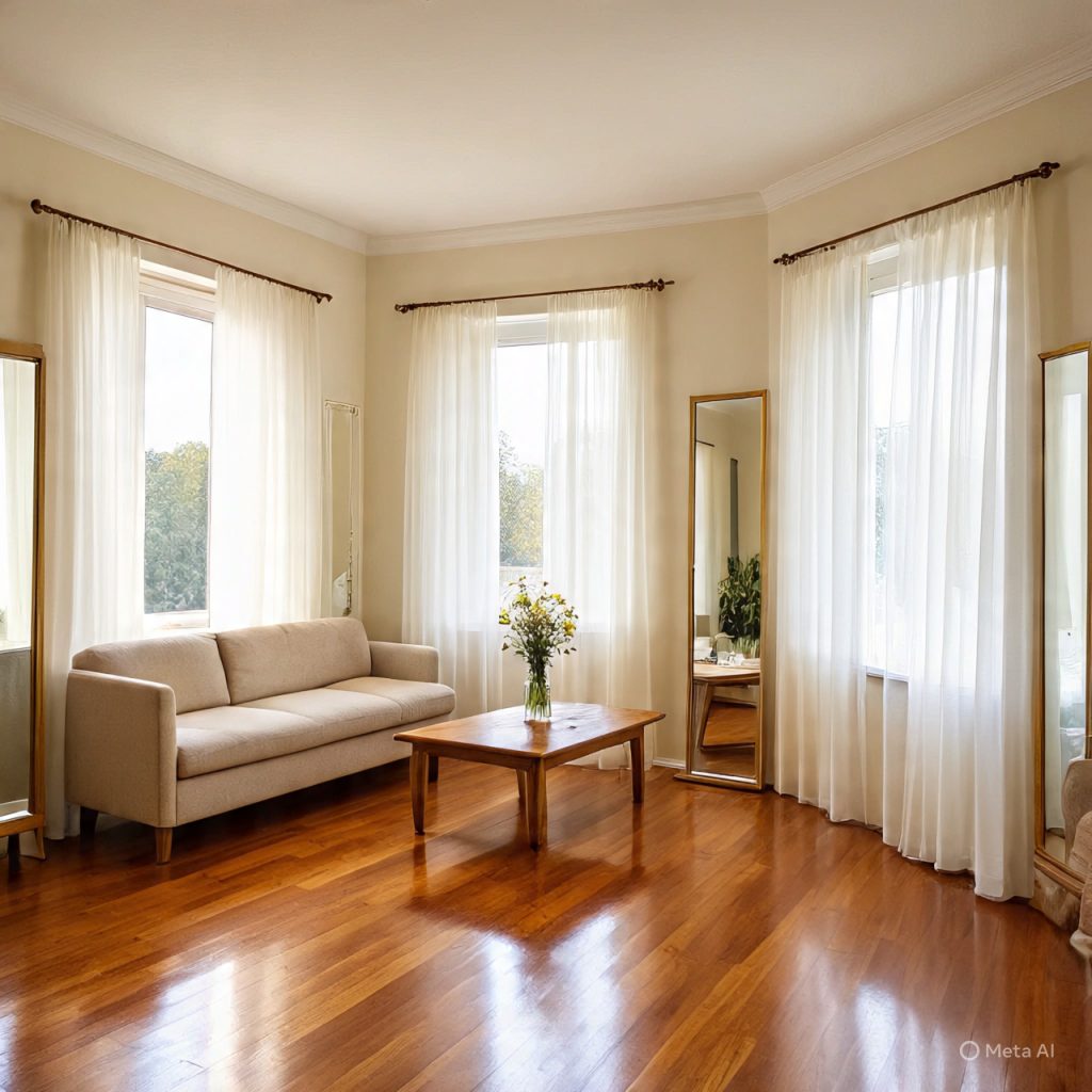 Small home interior filled with natural light demonstrating space enhancing decor tricks used by designers