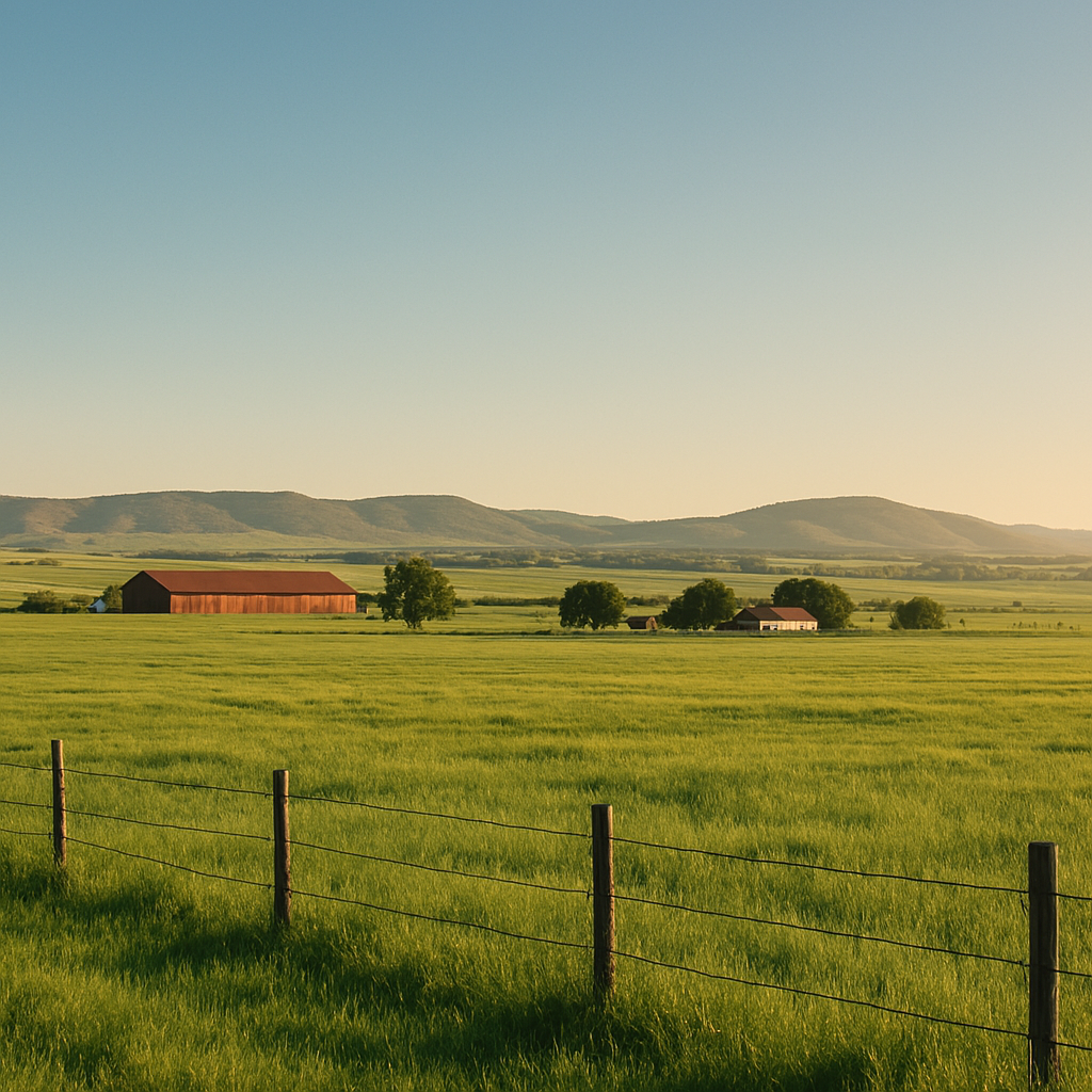 Open countryside ranch outdoor design with wide landscapes and natural views