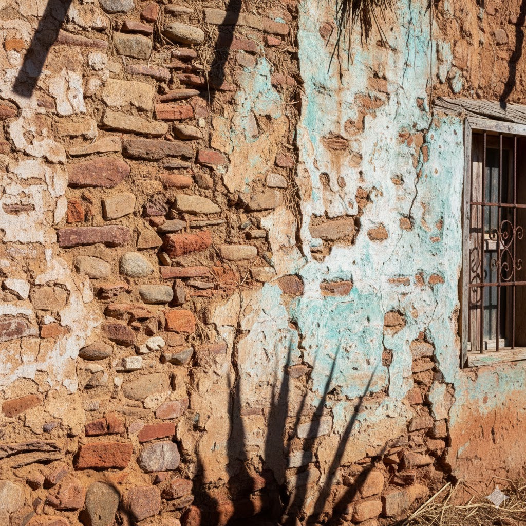 Textured plaster walls of Mexican Ranch Houses