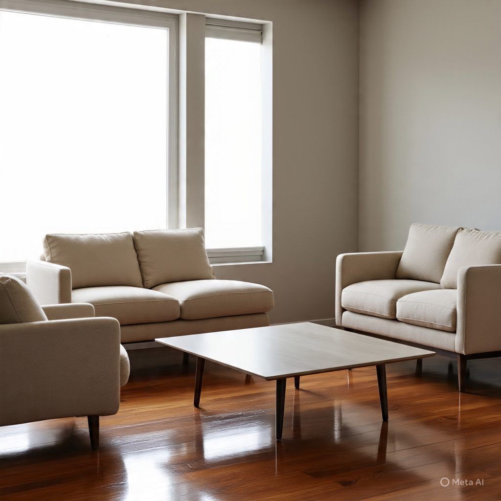 Compact living space with smart furniture selection showcasing space enhancing decor tricks