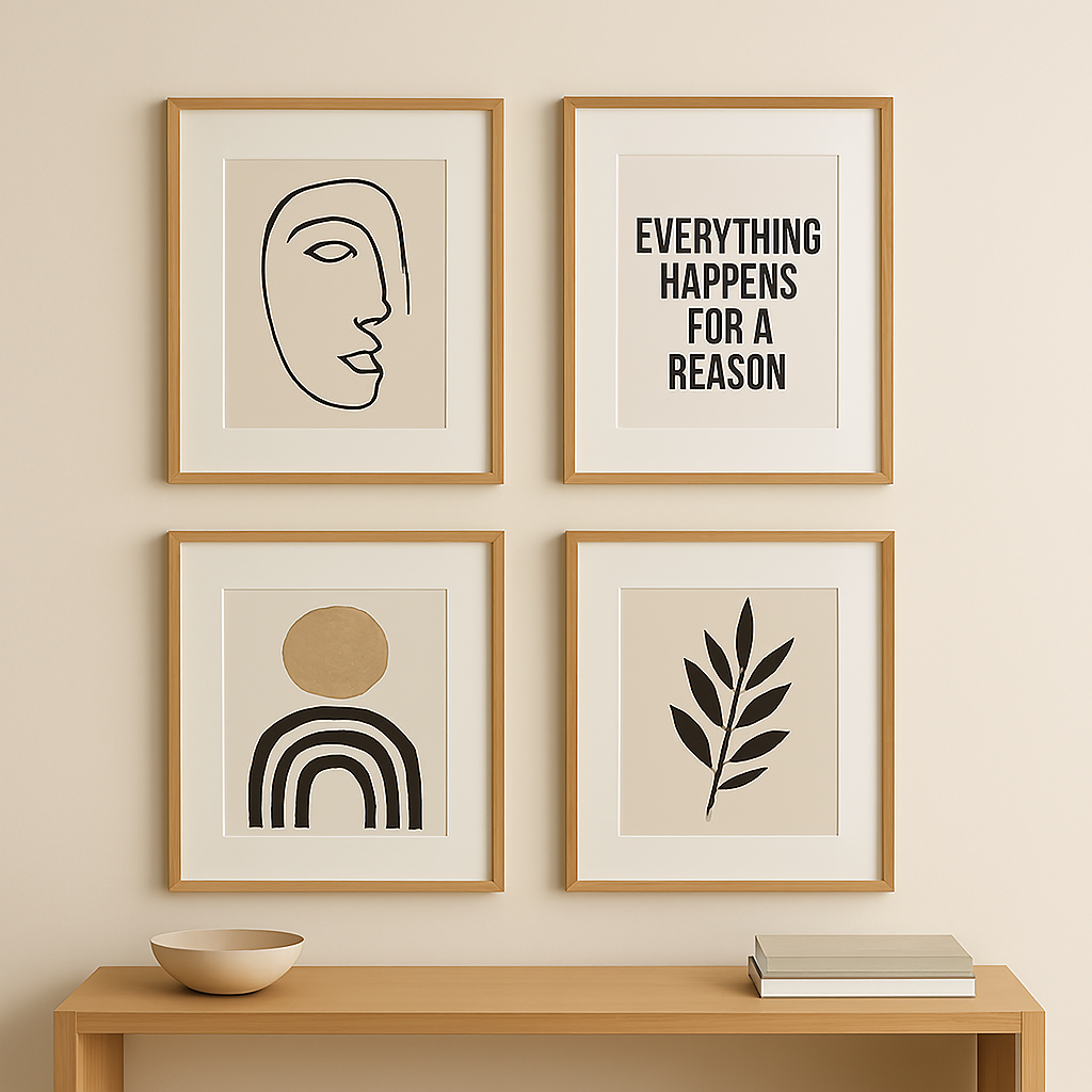 Stylish accent wall created with minimal art and budget friendly home décor