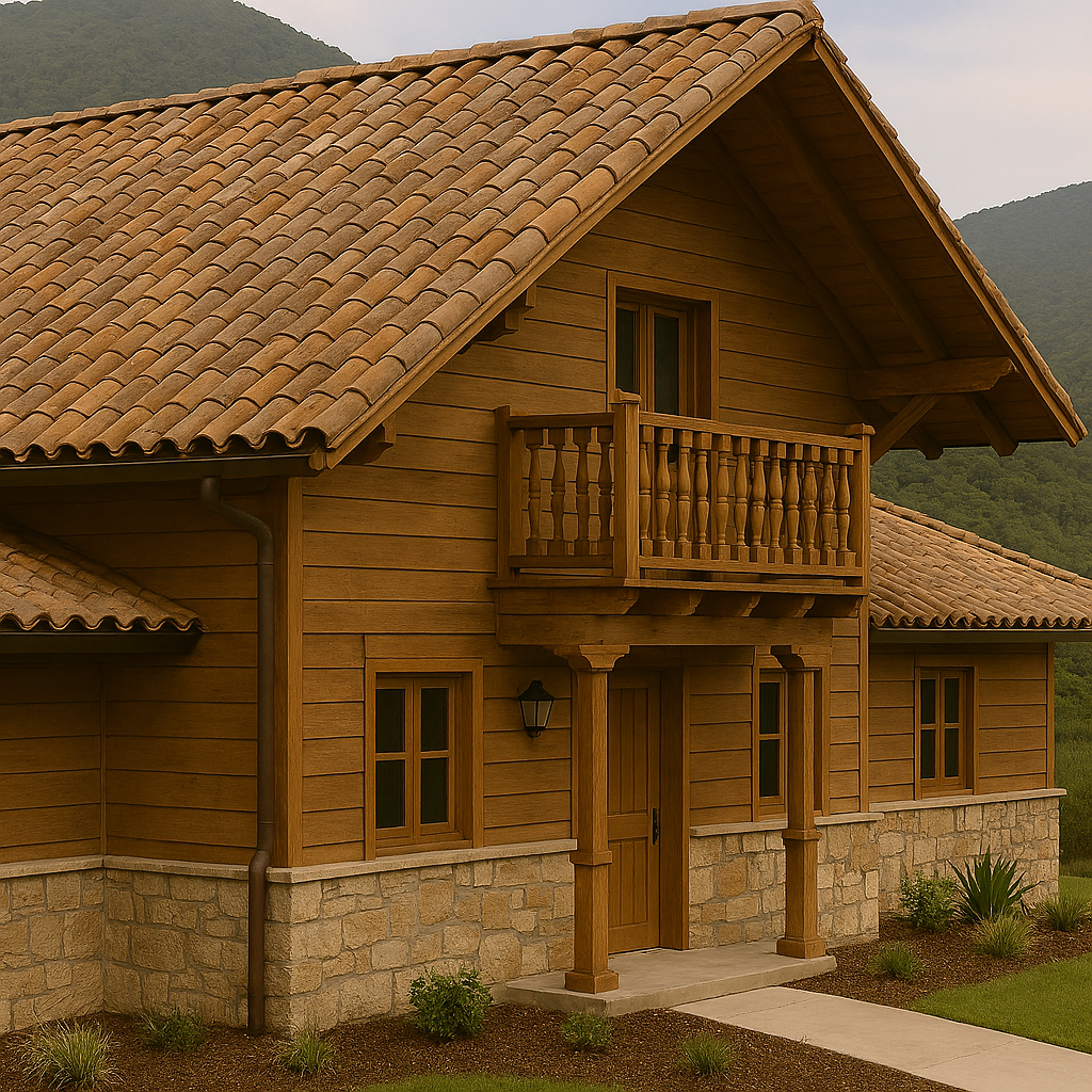 Mountain ranch house with steep roof