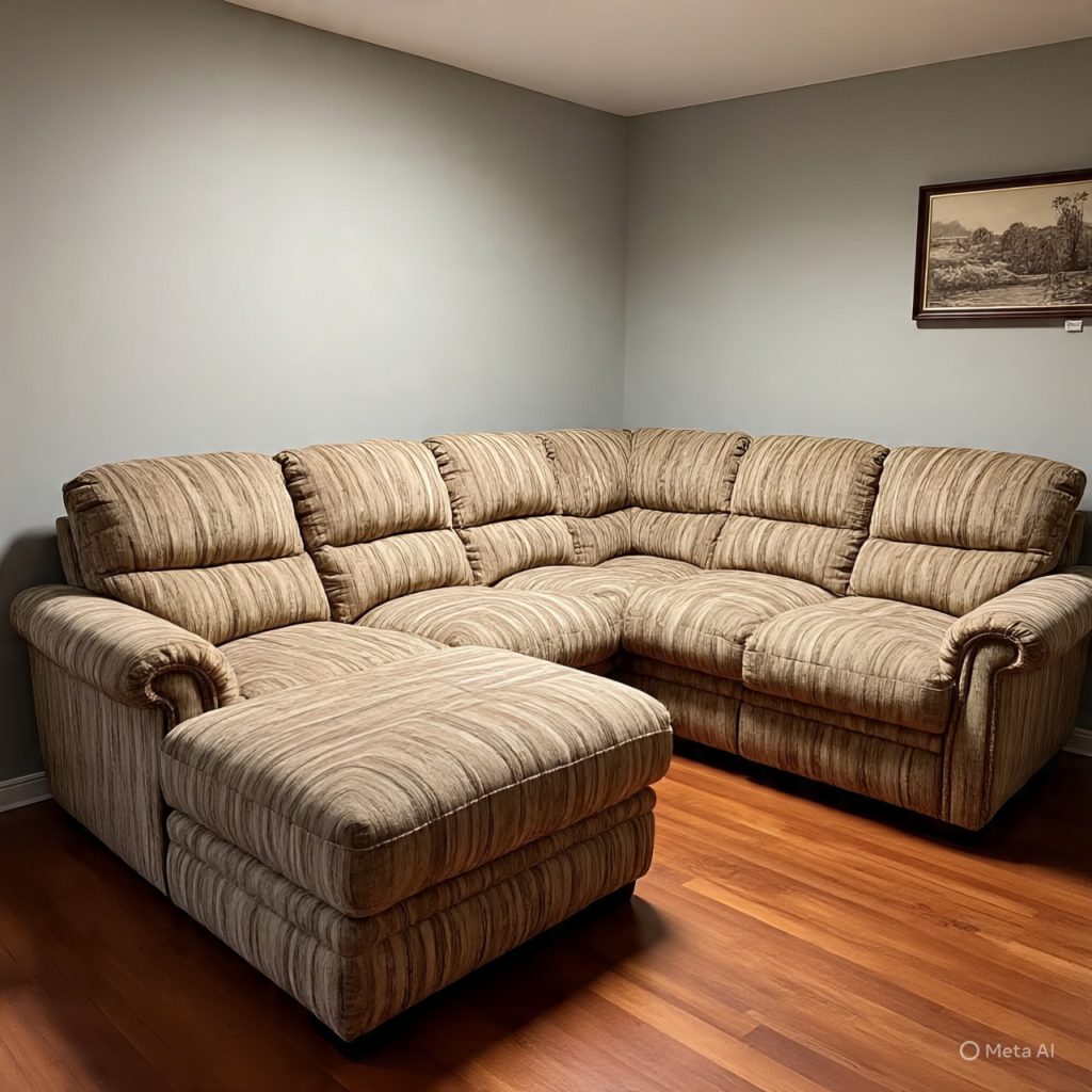 Oversized furniture in a small living room, a classic scale and proportion home decor mistakes example