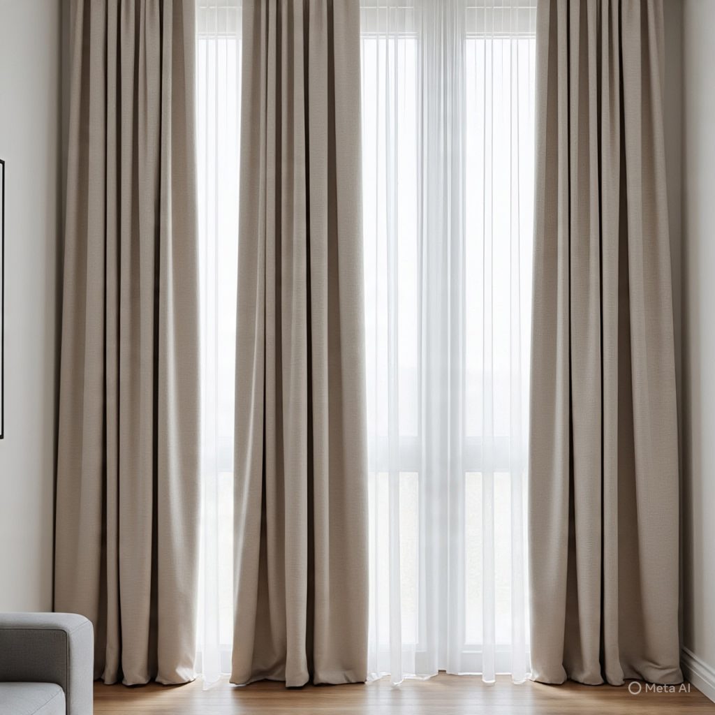 Floor-length curtains adding height and elegance to a modern interior