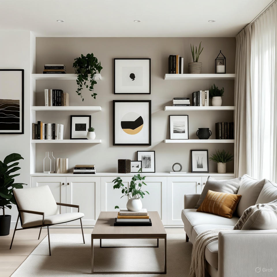 Decluttered interior where small details make home elegant and balanced