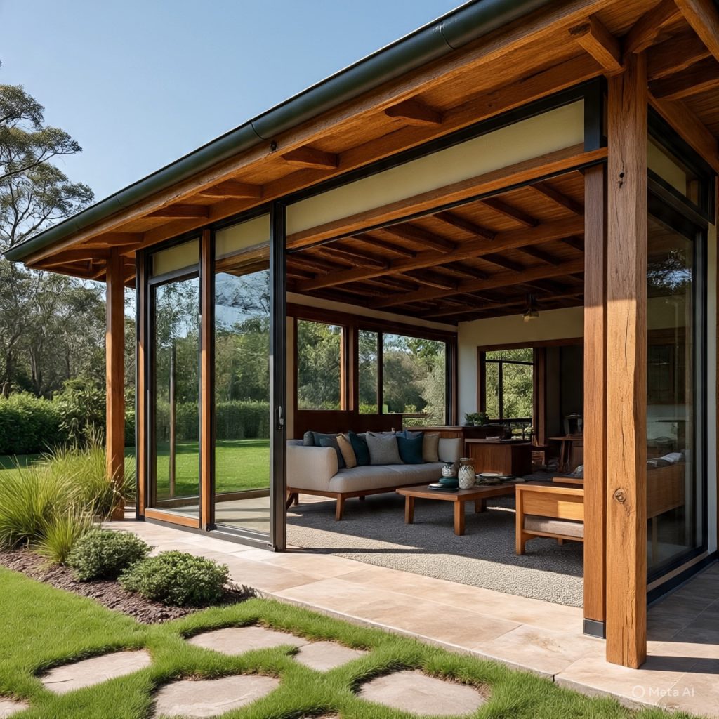 Indoor-outdoor living in Australian countryside ranch home