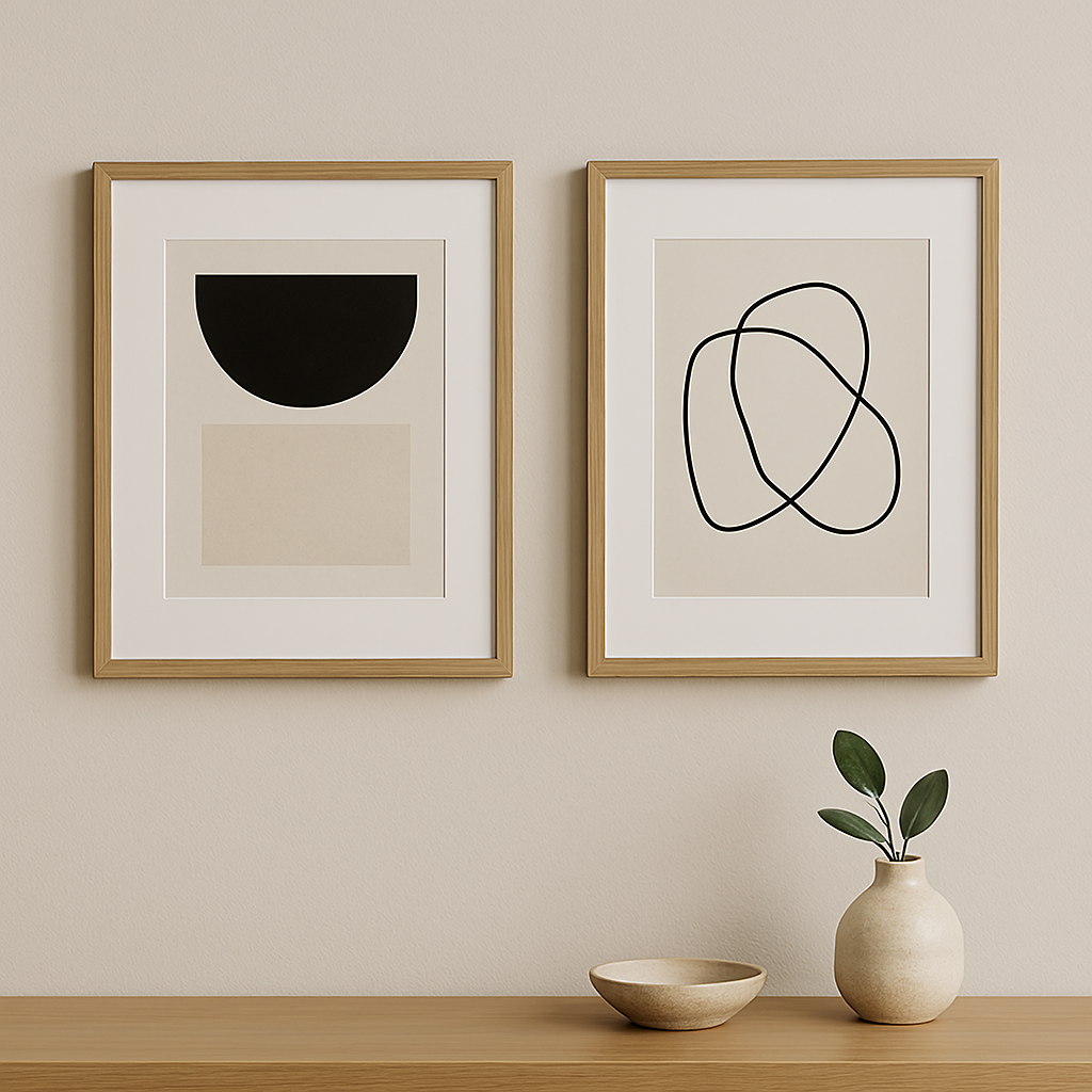 Properly scaled wall art creating a clean and professional home design