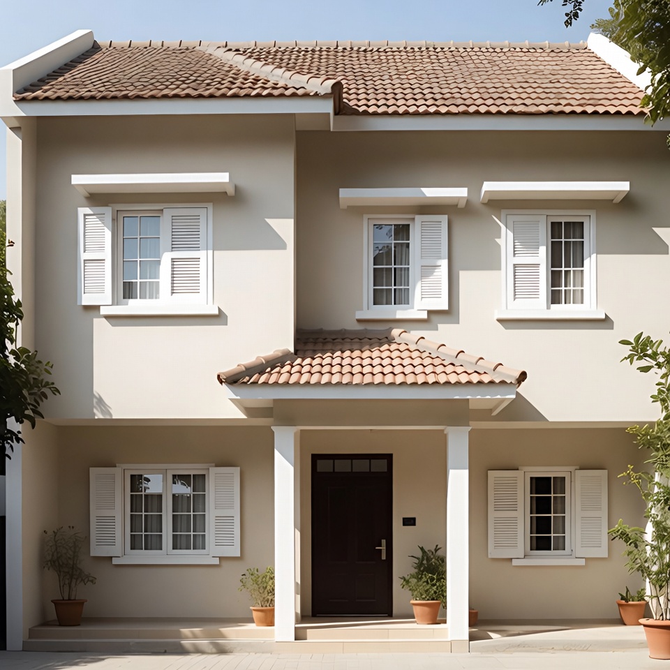 Front elevation of a German countryside ranch home