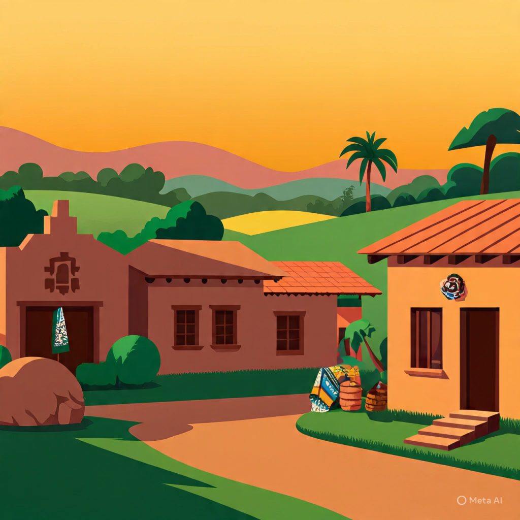 Warm color palette of countryside homes in Mexico