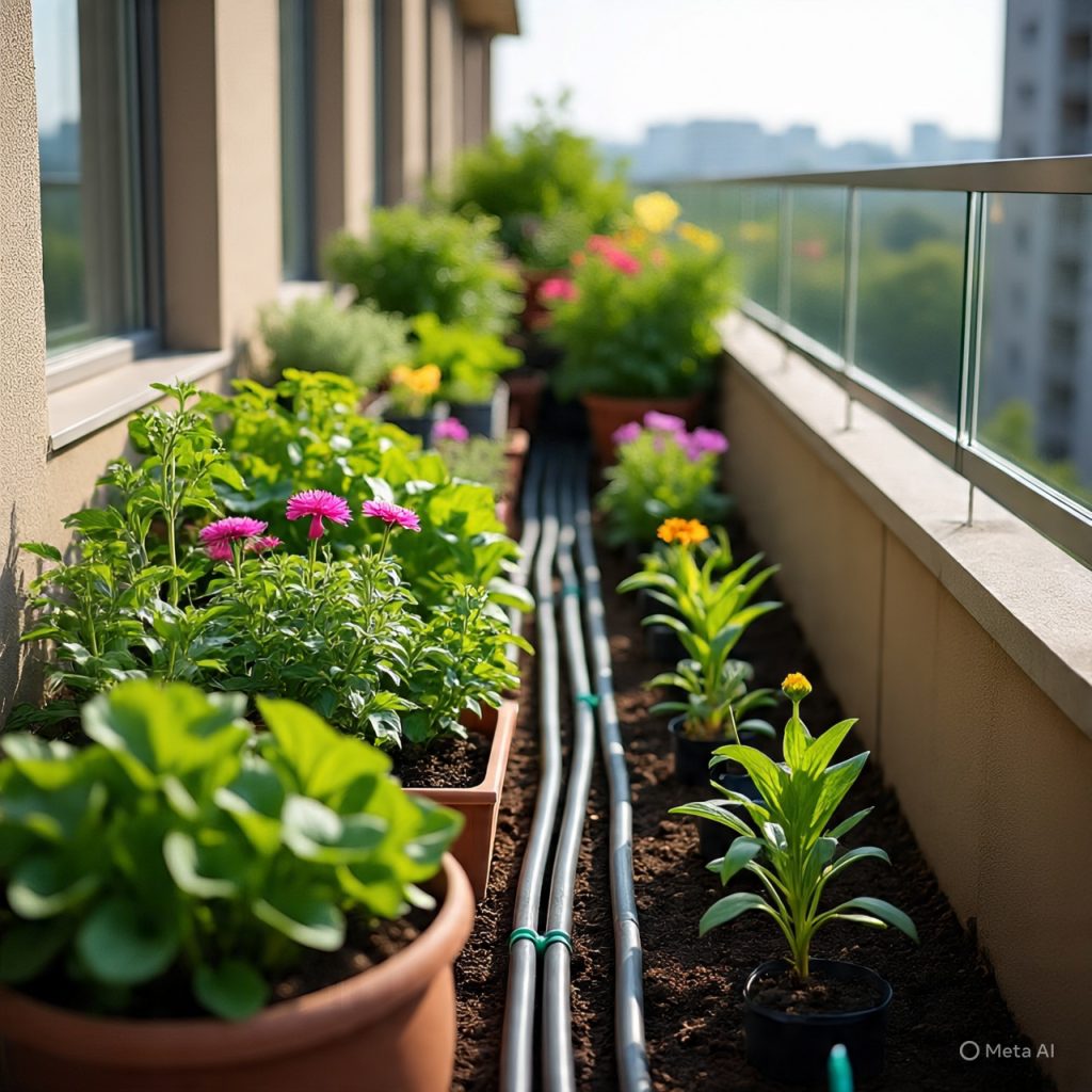 Watering system for balcony plants
