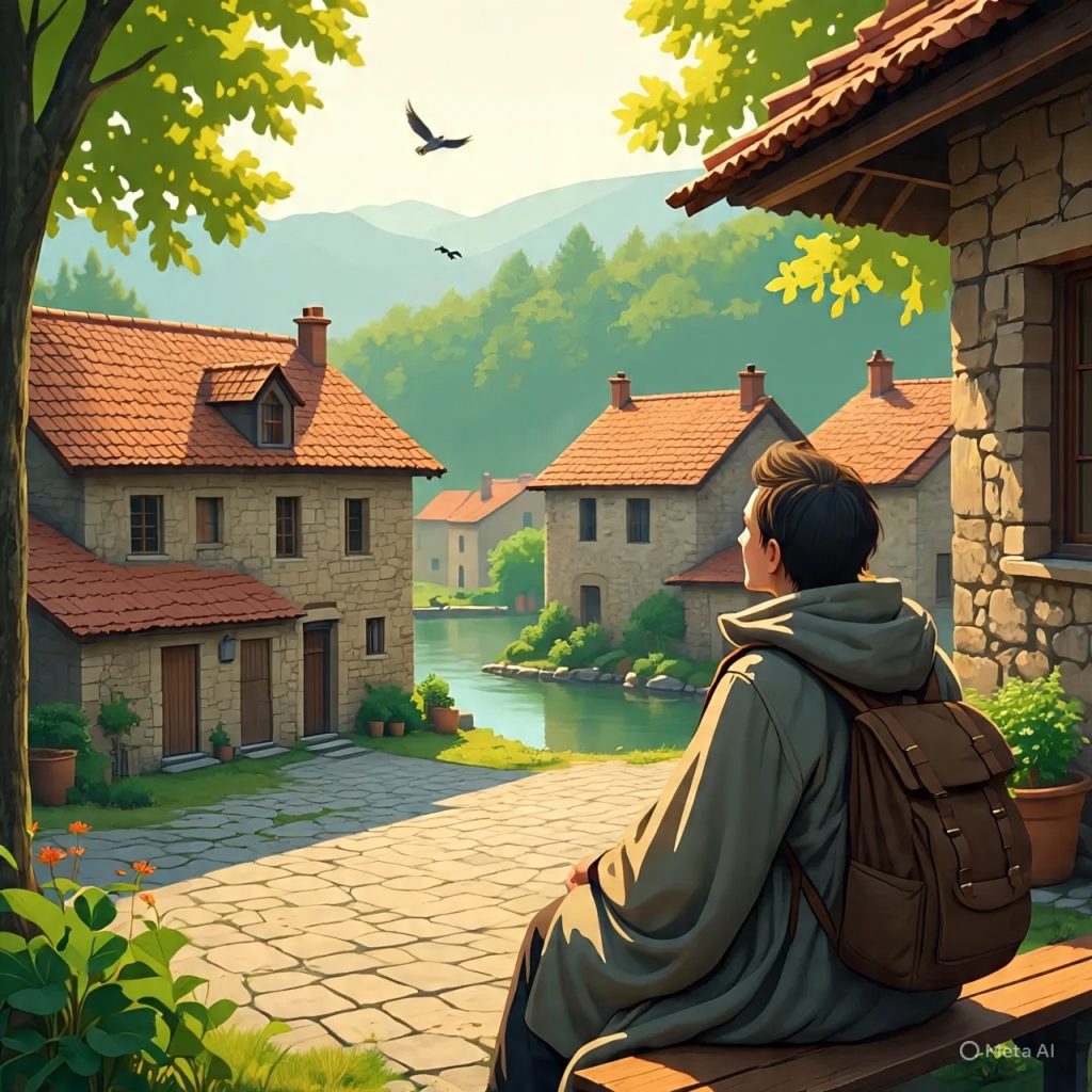 Traveler practicing mindfulness and slowing down to enjoy traveling experiences