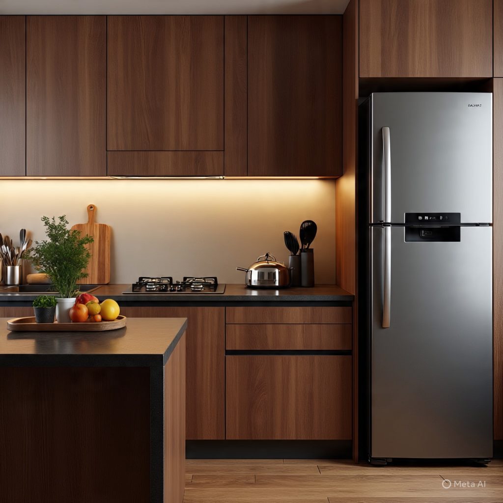 Small kitchen design with under-cabinet lighting for depth.