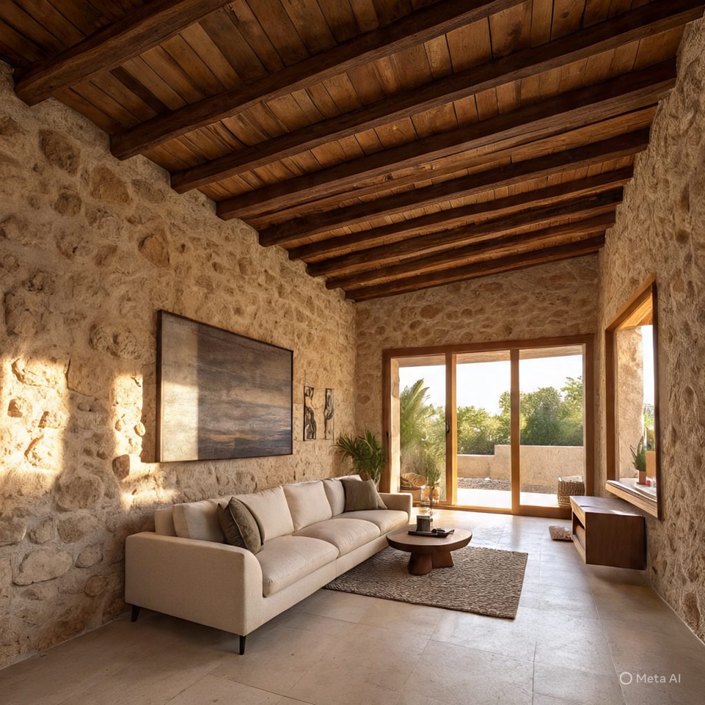 Open interior layout of rural ranch houses