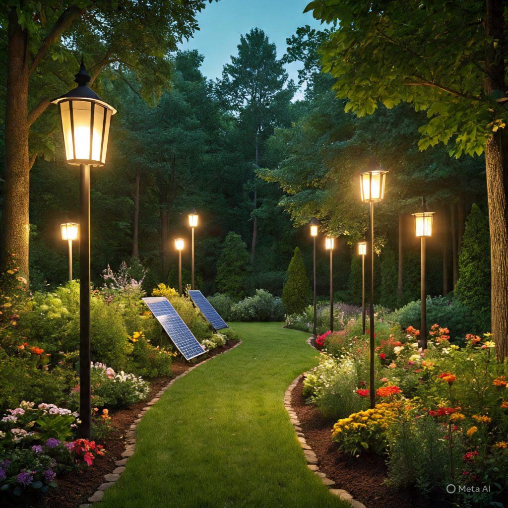 Solar-powered outdoor lighting