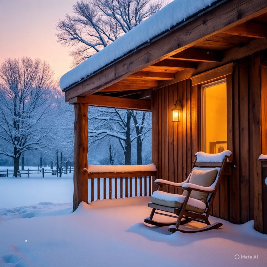 Winter‑friendly outdoor space of a Canadian ranch house