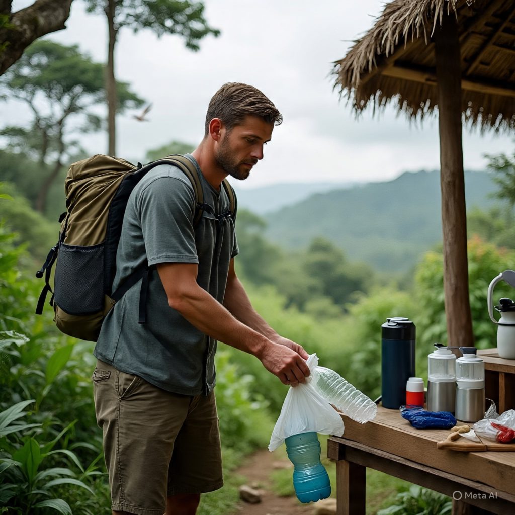 Traveler making eco-friendly choices to enhance responsible traveling experiences