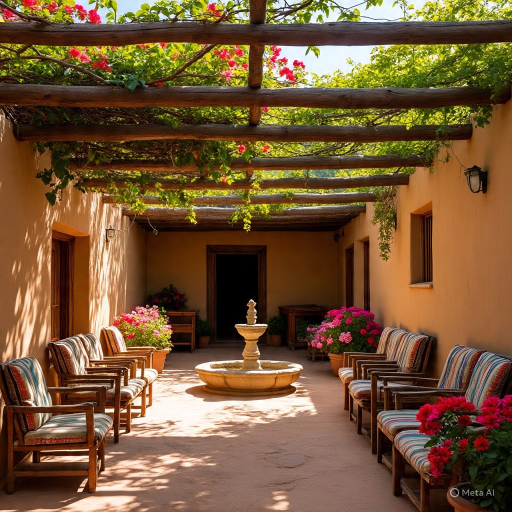 Outdoor living space in Mexican countryside home