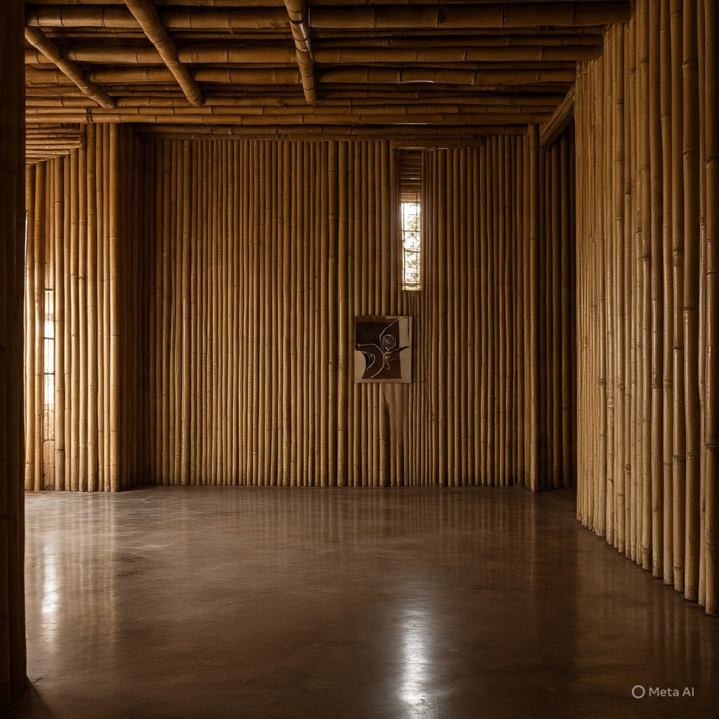 hallway design inside bamboo-ranch-houses with bamboo walls
