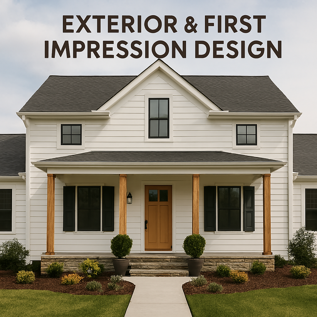 Exterior elevation with coordinated materials and color palette