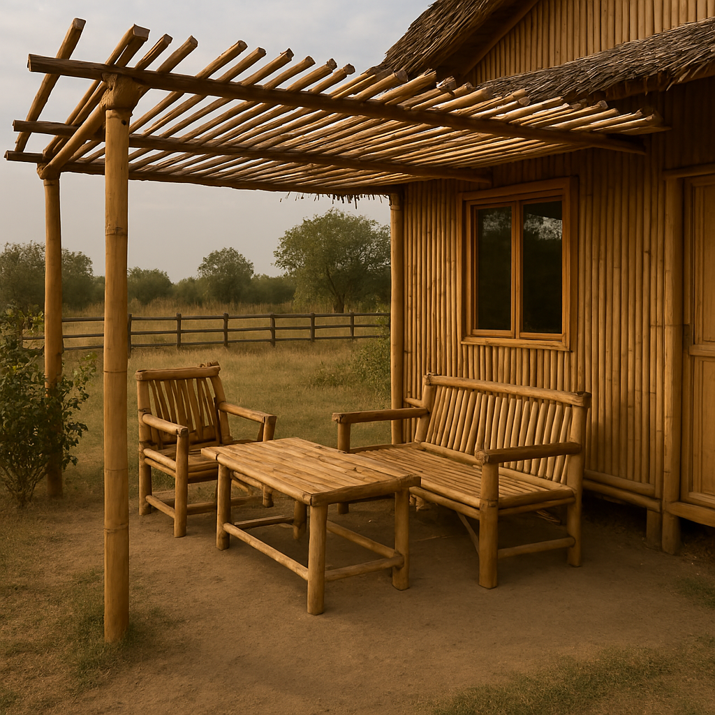 outdoor seating space of bamboo-ranch-houses ranch style