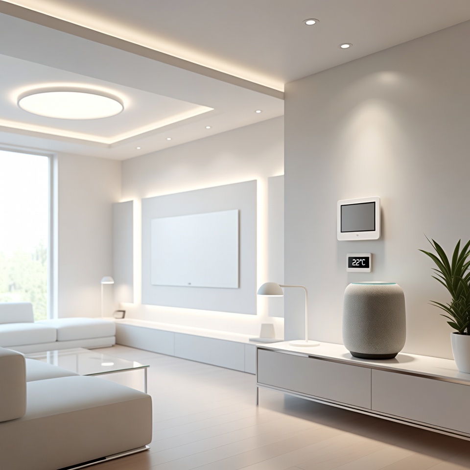 Smart technology features in modern house design interior