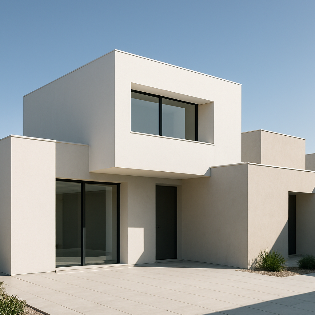 Modern house design with clean architectural lines and minimalist exterior