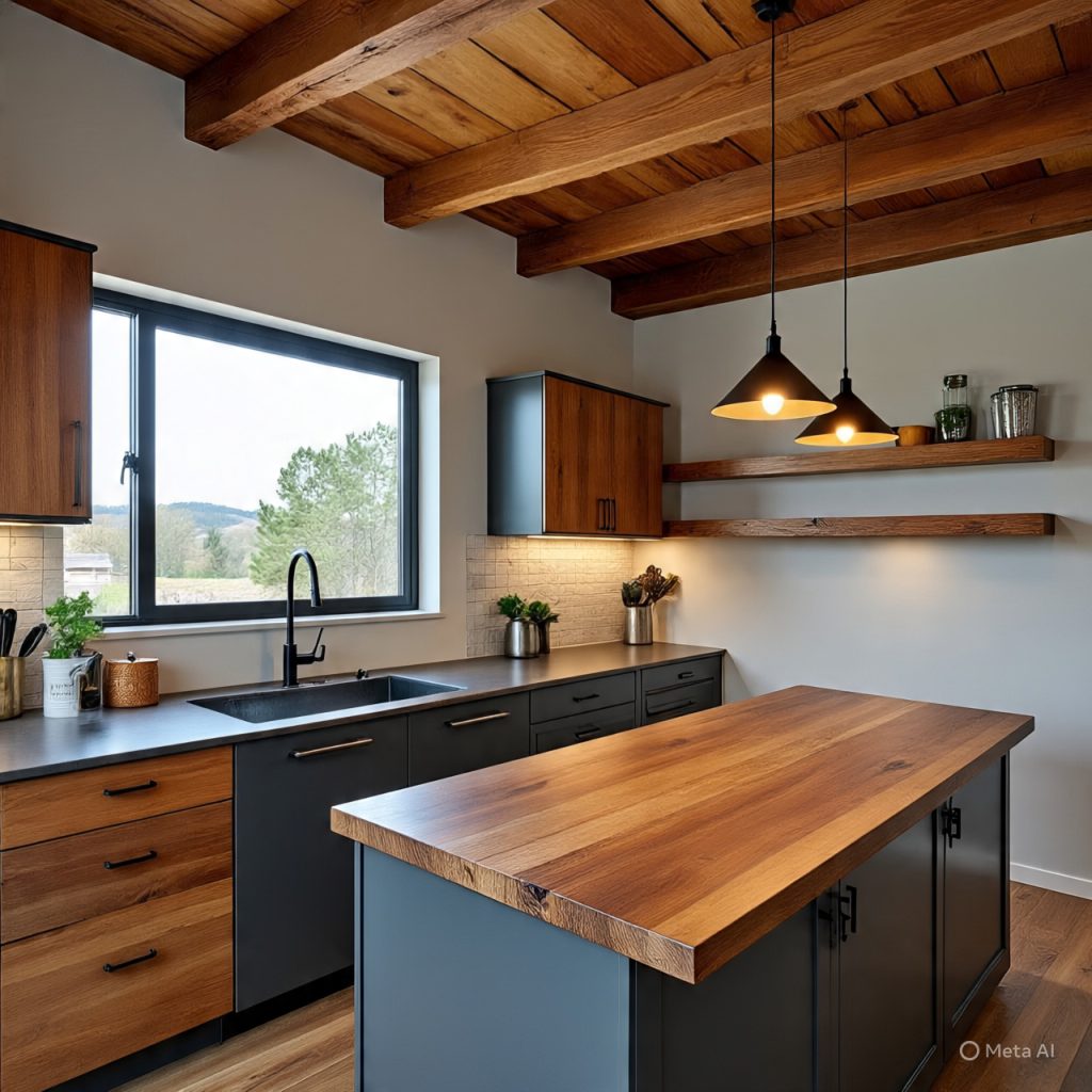 modern barndominium kitchen design ideas 2026 with industrial and cozy elements"