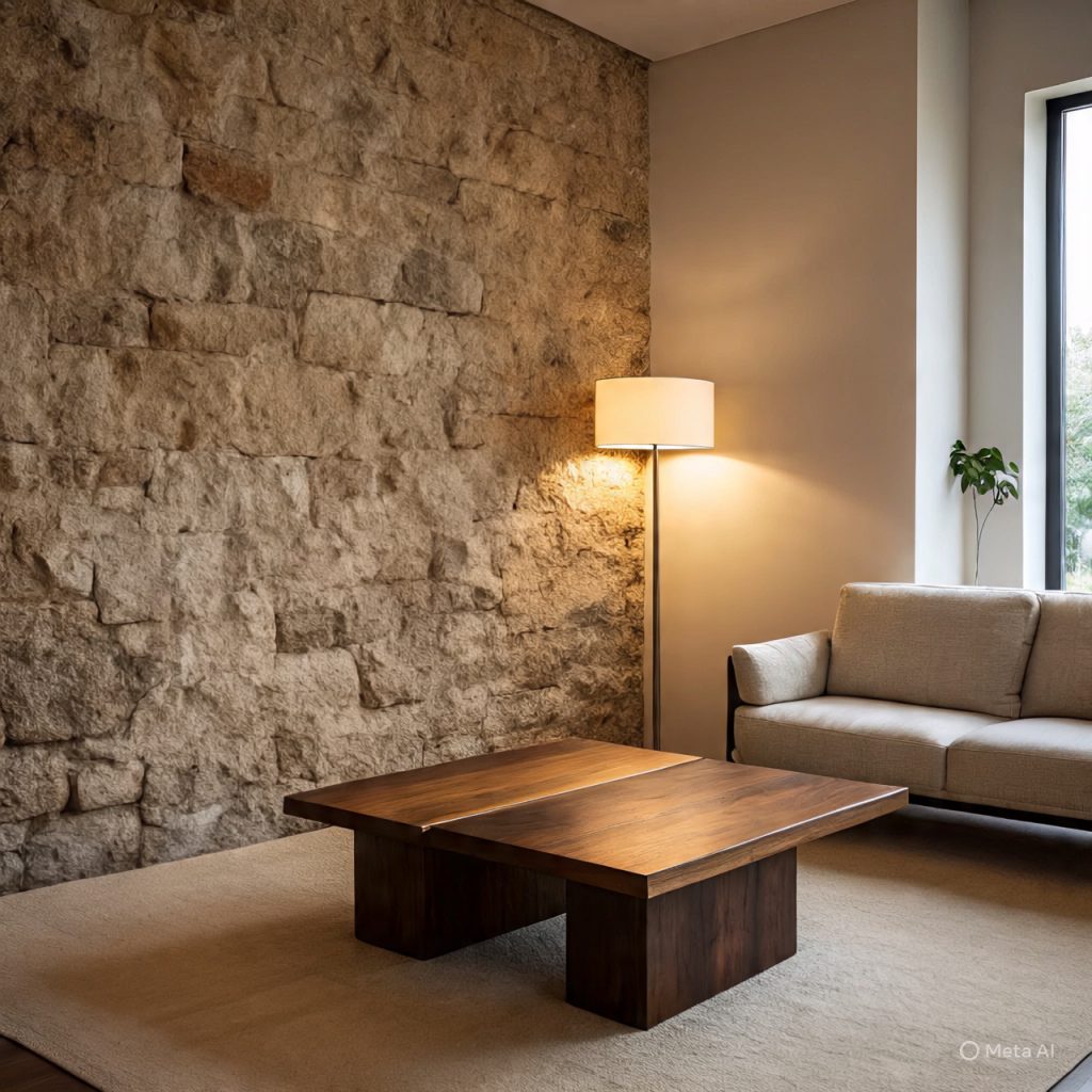 Texture-layering-design combining wood, stone, and fabric in modern-interior-styling-guide