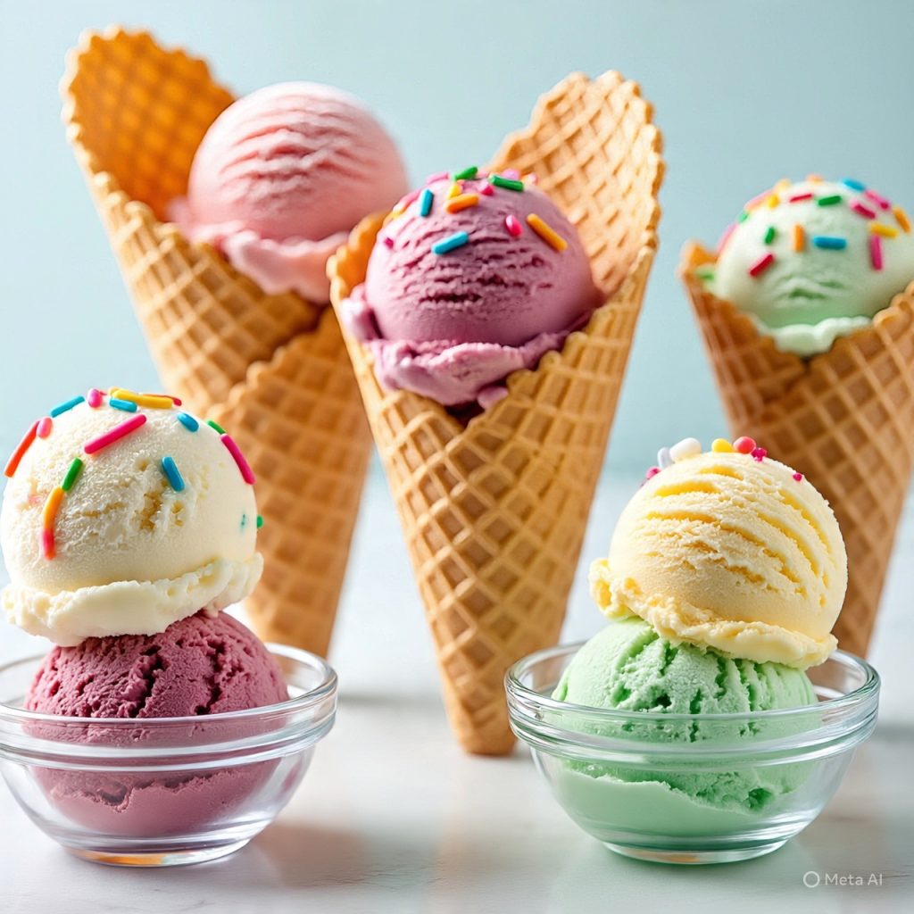 Colorful ice creams in different flavors – Beautiful Cakes, Chocolate Items & Colorful Ice Creams