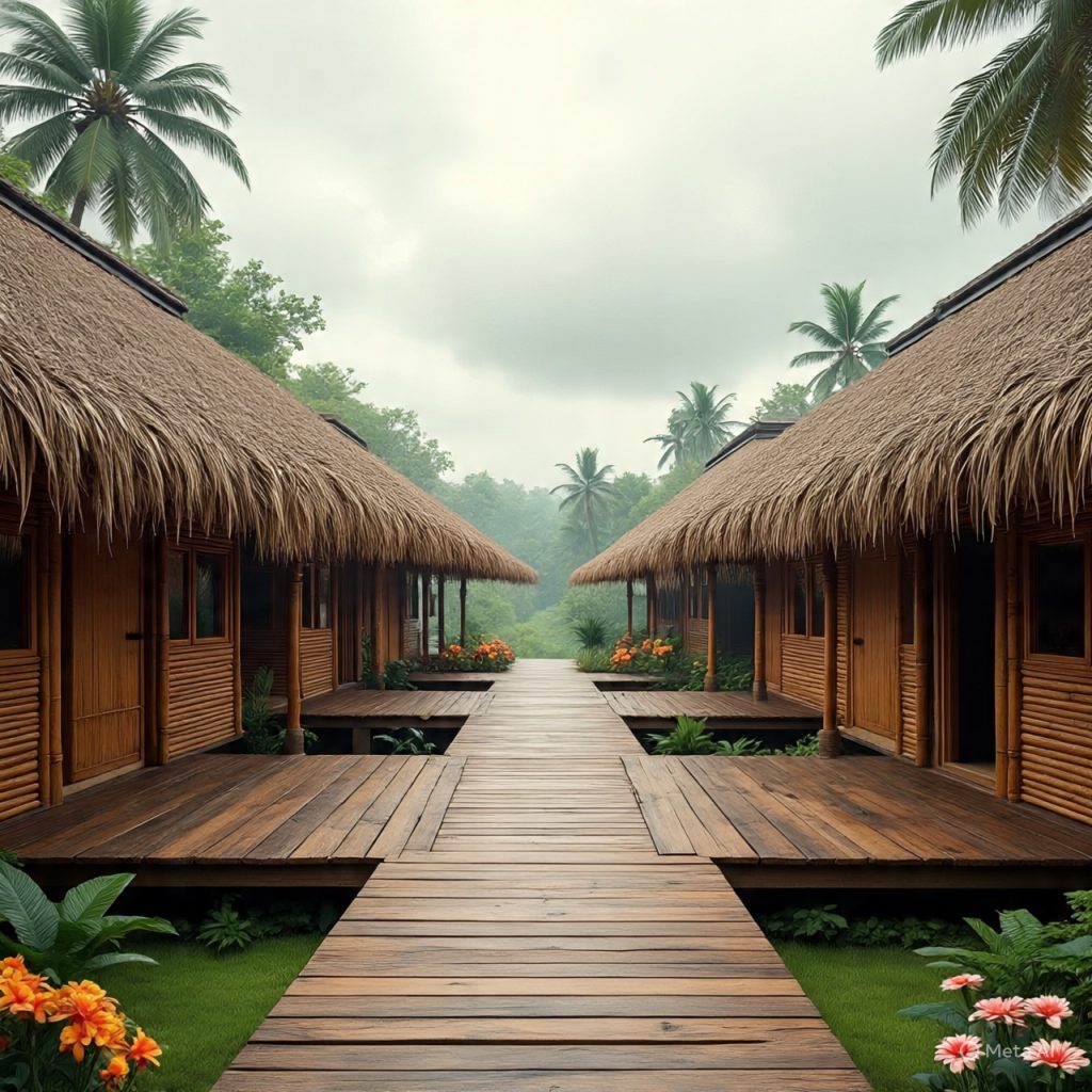 Traditional bamboo ranch houses inspired by natural architecture.
