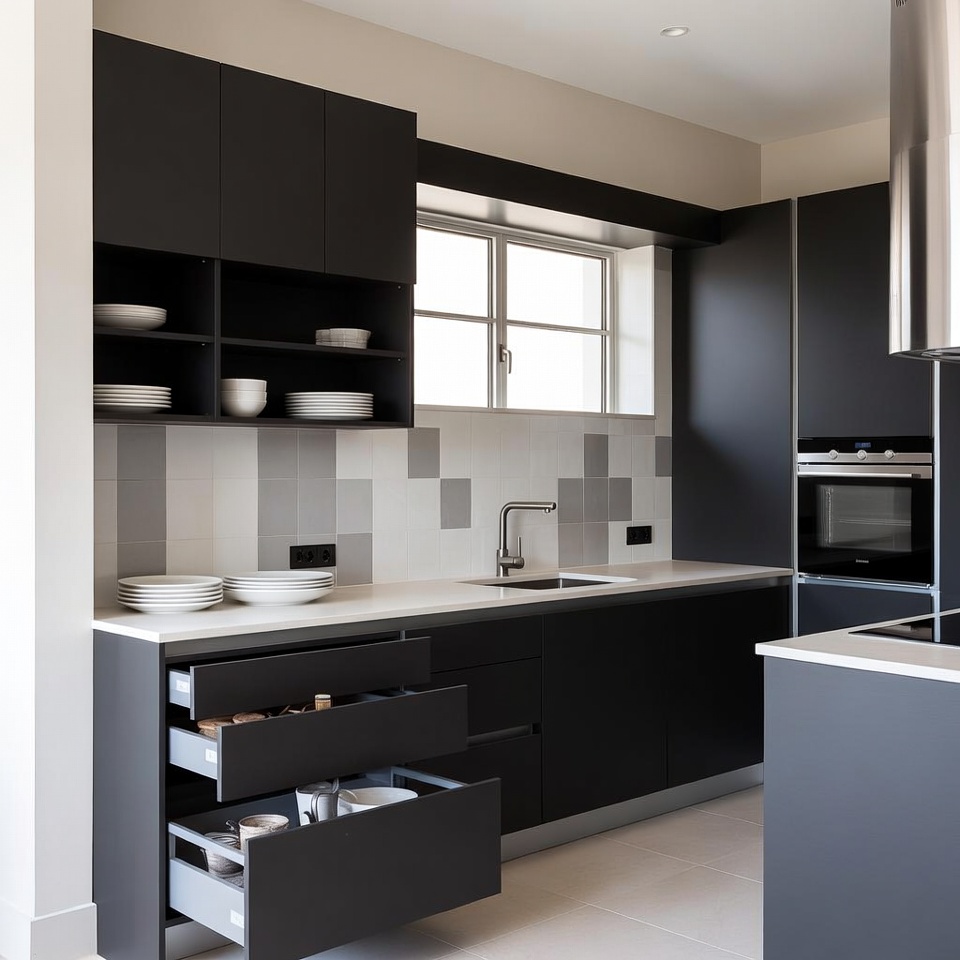 Modern house design kitchen with smart storage and clean cabinetry