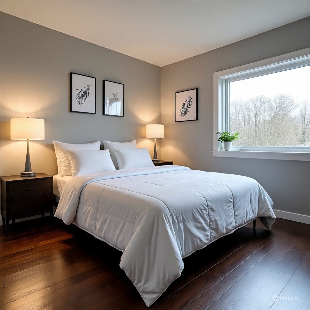 Modern-home decor bedroom styled with layered textiles and calm tones