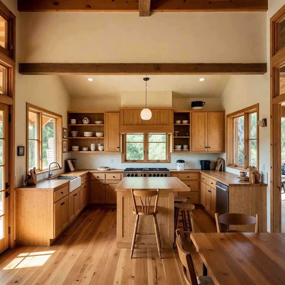 Eco-resort bamboo ranch houses integrated into natural surroundings.