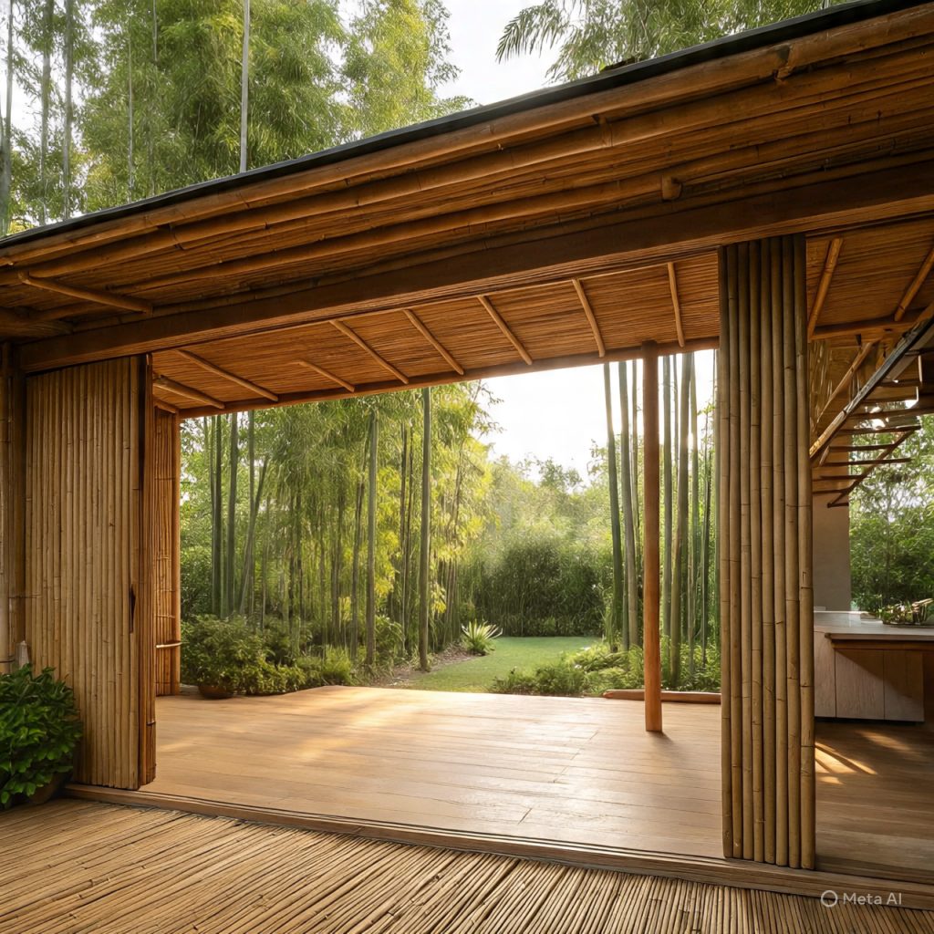 Bamboo ranch houses showcasing climate-resilient rural living.