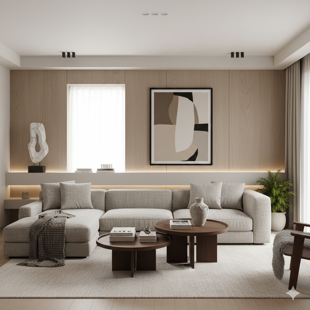 Timeless interior created using modern-interior-styling-guide principles with strong visual-balance-design