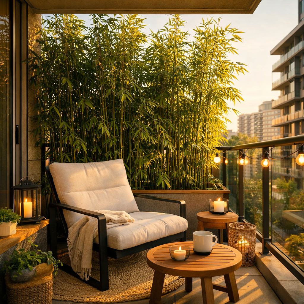 small balcony privacy ideas using tall plants