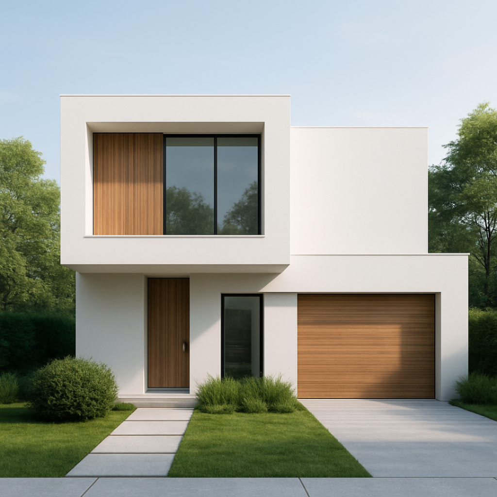 Minimalist 2 floor house elevation with modern architecture