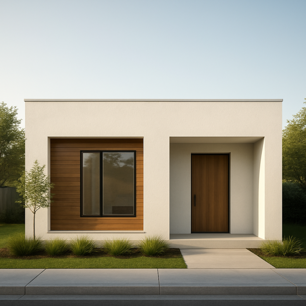 Minimalist small house front elevation with modern clean architecture