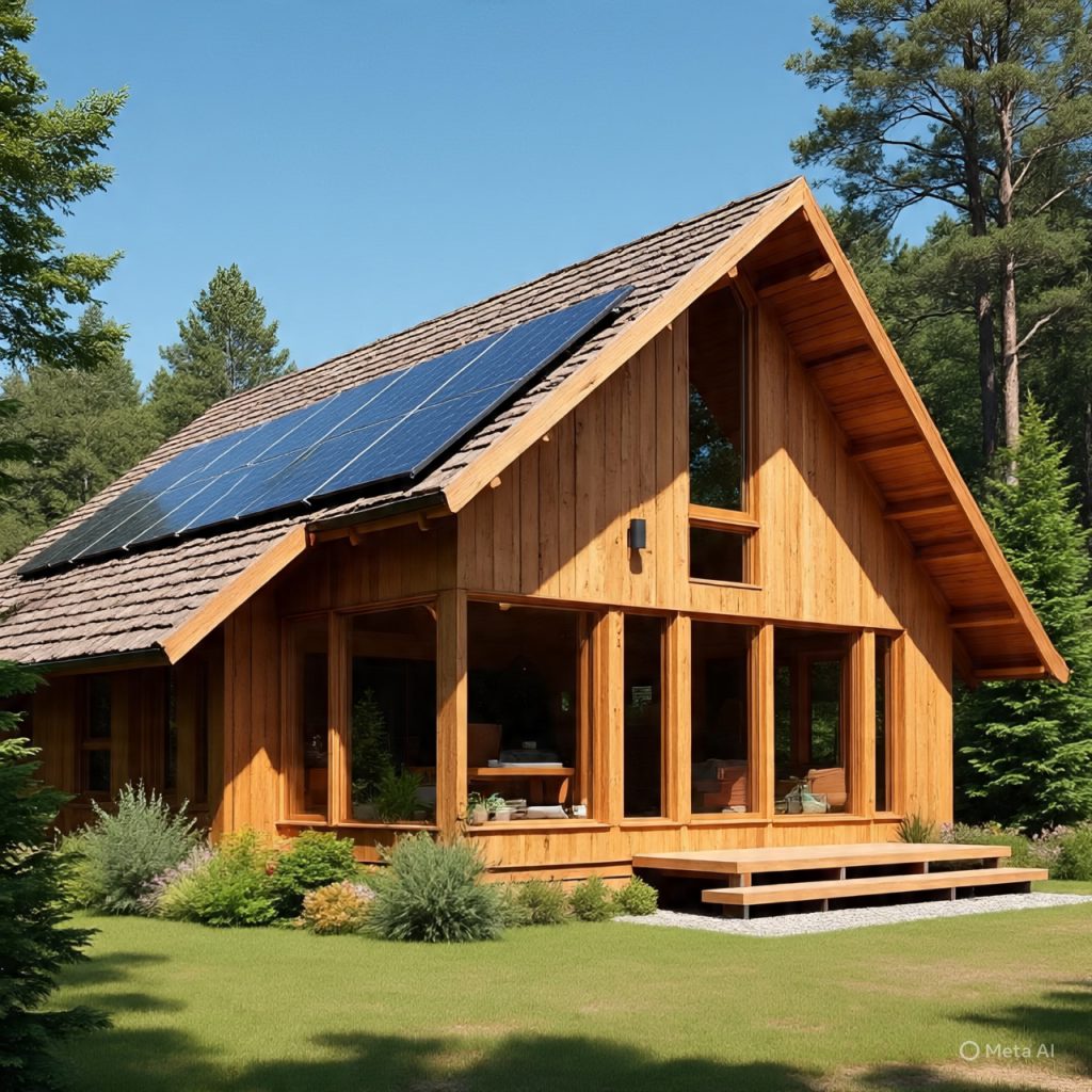 Eco friendly countryside ranch house with sustainable materials