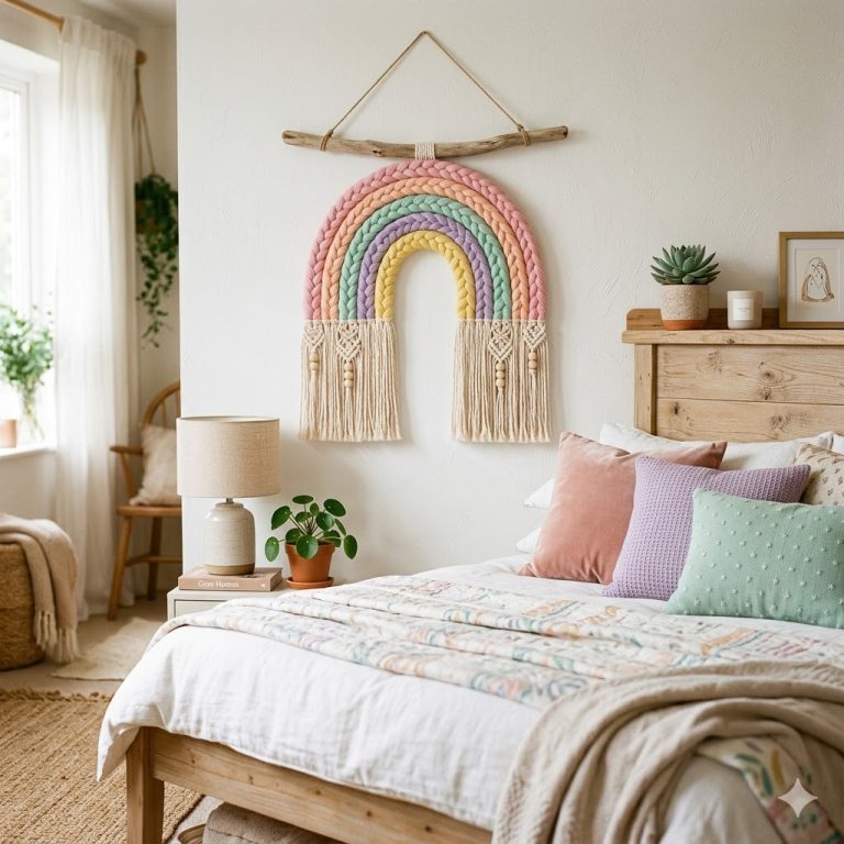 10 Creative Rainbow Macrame Wall Hanging Ideas for Colorful Boho Interiors