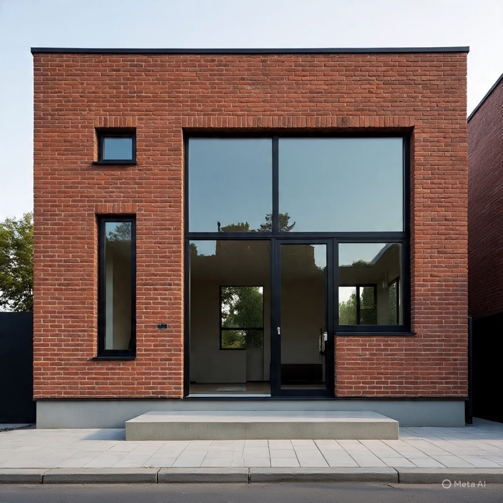 Modern brick elevation featuring exposed brick front design
