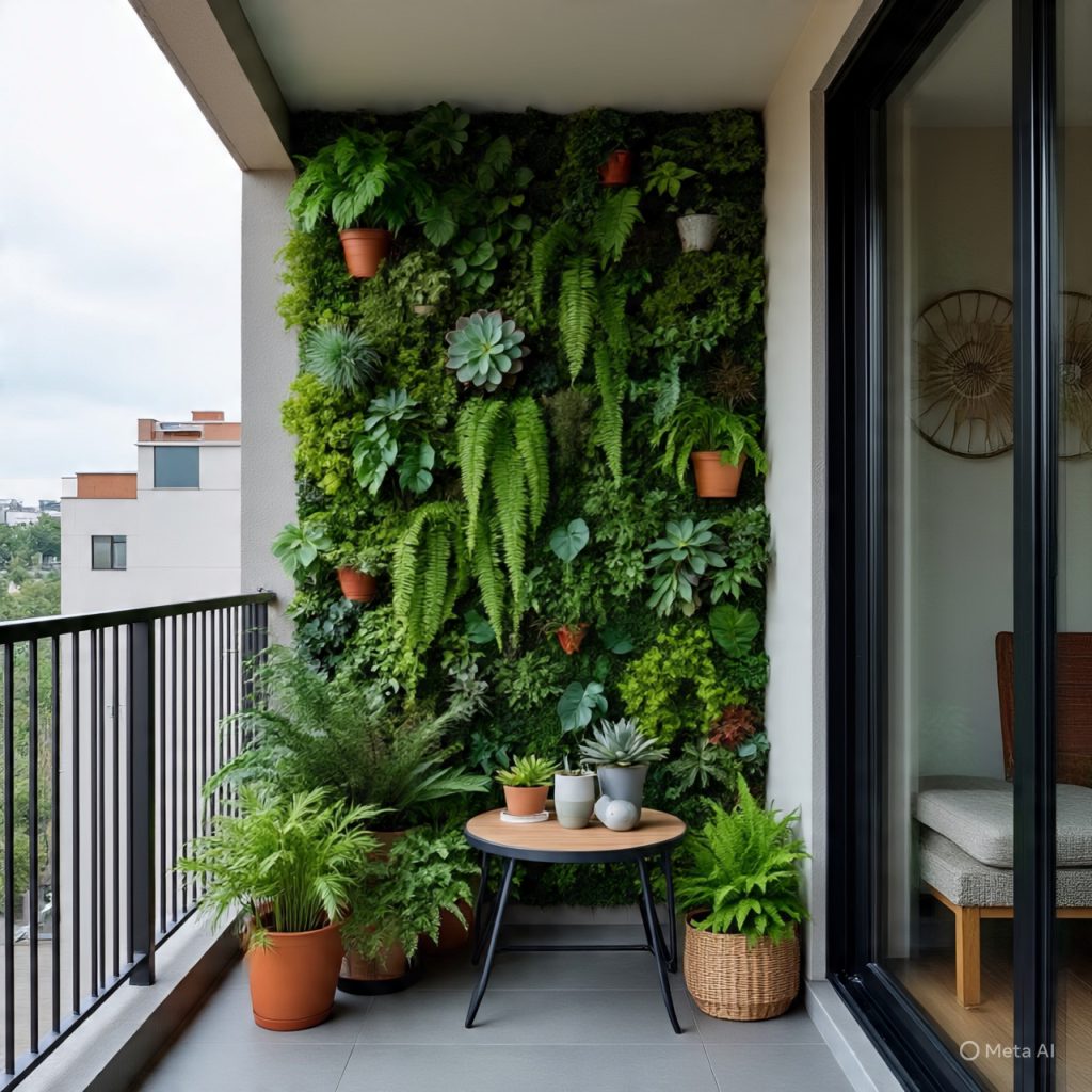 vertical garden wall for small balcony privacy ideas